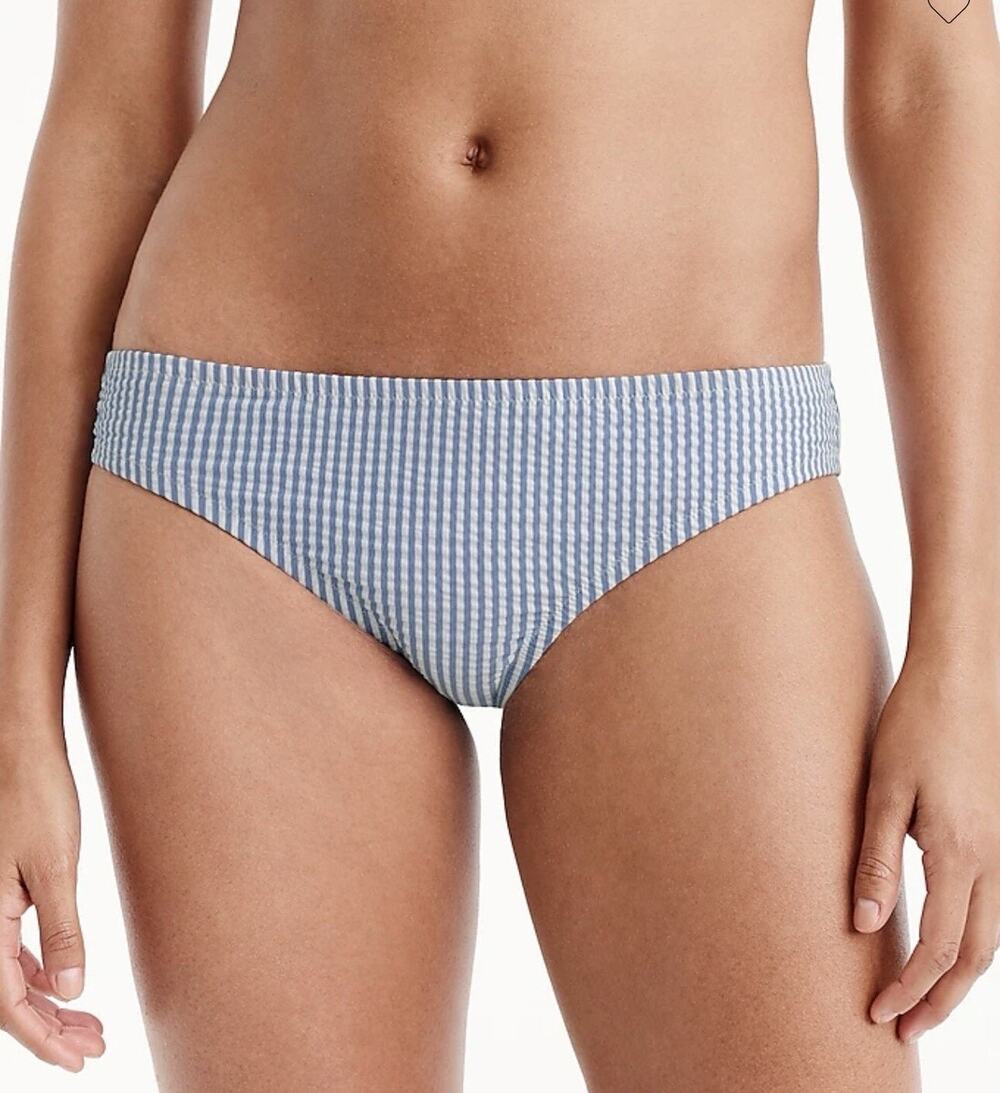 J. Crew Blue and White Hipster Bikini Bottom in Seersucker Size XXL